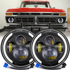 Pair 7 Halo Led Headlights Drl For Ford F-100 F-250 F-350 1953-1977 Pickup