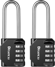 2 Pack 2.6 Inch Long Shackle Combination Lock, 4 Digit Outdoor Waterproof Padlo