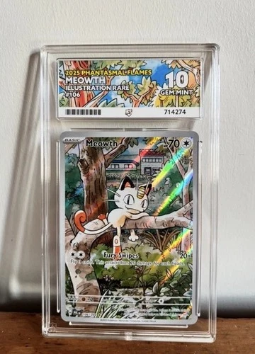 Pokémon TCG Meowth 106/094 IR Ace 10 Perfect Sub Grades!