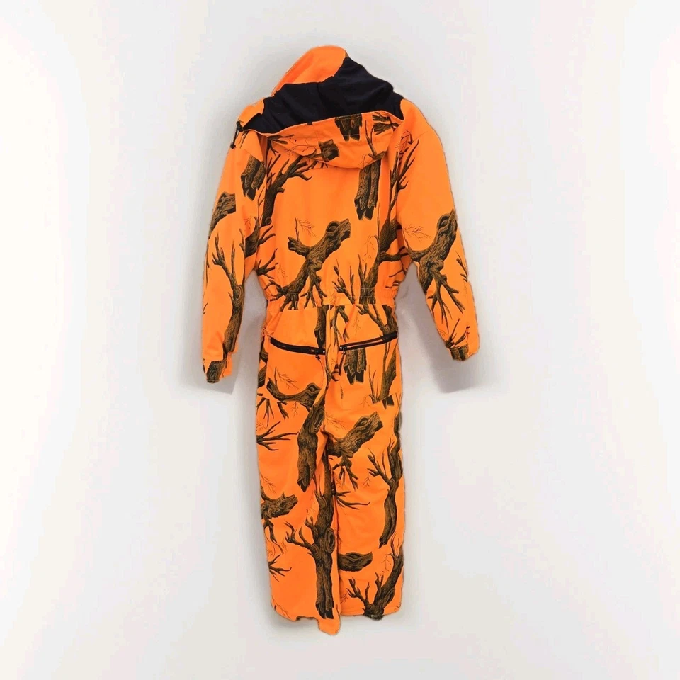 Vintage Field and Stream Blaze Camo Men's M Insulated Coveralls Full Snow Suit - Image 2 of 4