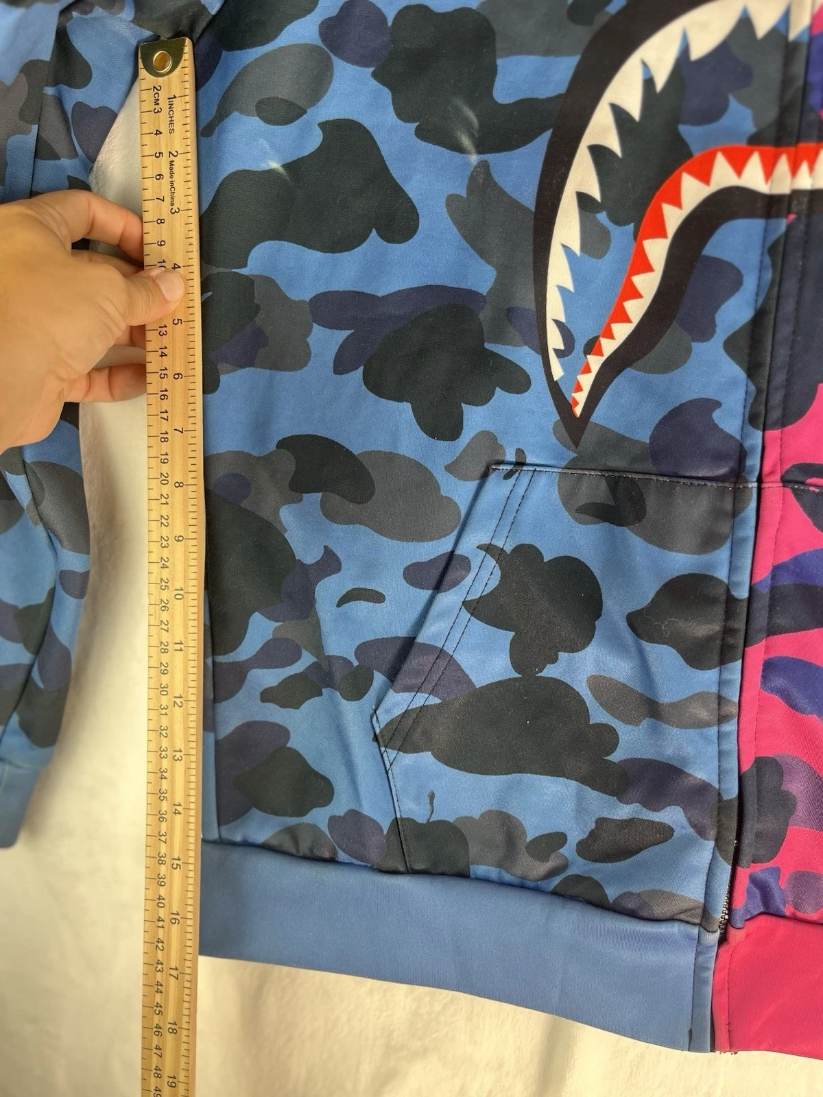 A BATHING APE (BAPE) FELPA CASUAL A BATHING APE SHARK WGM MULTICOLORE ZIP DAVANTI Taglia Large