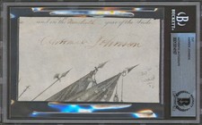 Andrew Johnson Authentic Signed 3x5 Cut Signature Autographed BAS Slabbed