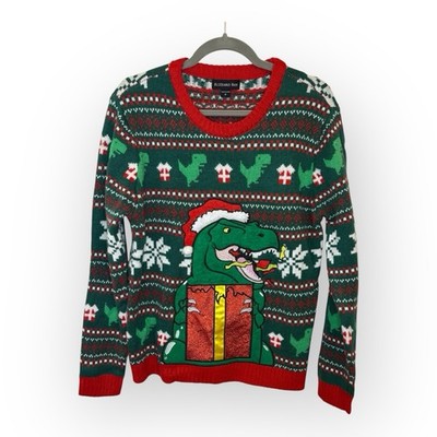 Blizzard Bay Santa Dinosaur Ugly Christmas Sweater Funny Holiday Knit Small