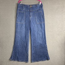 Pilcro and the Letterpress Flare Wide Leg Jeans with Snap Button Hem size 32