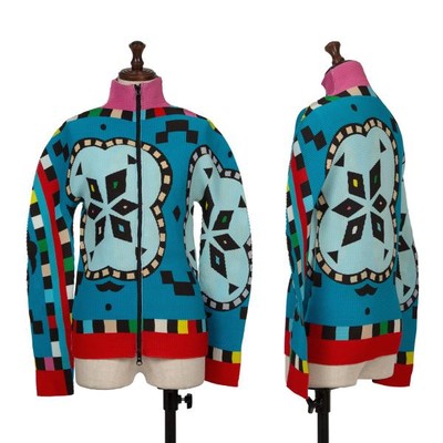 ISSEY MIYAKE me Zipper Top Jacket Multi-print Turquoise Used