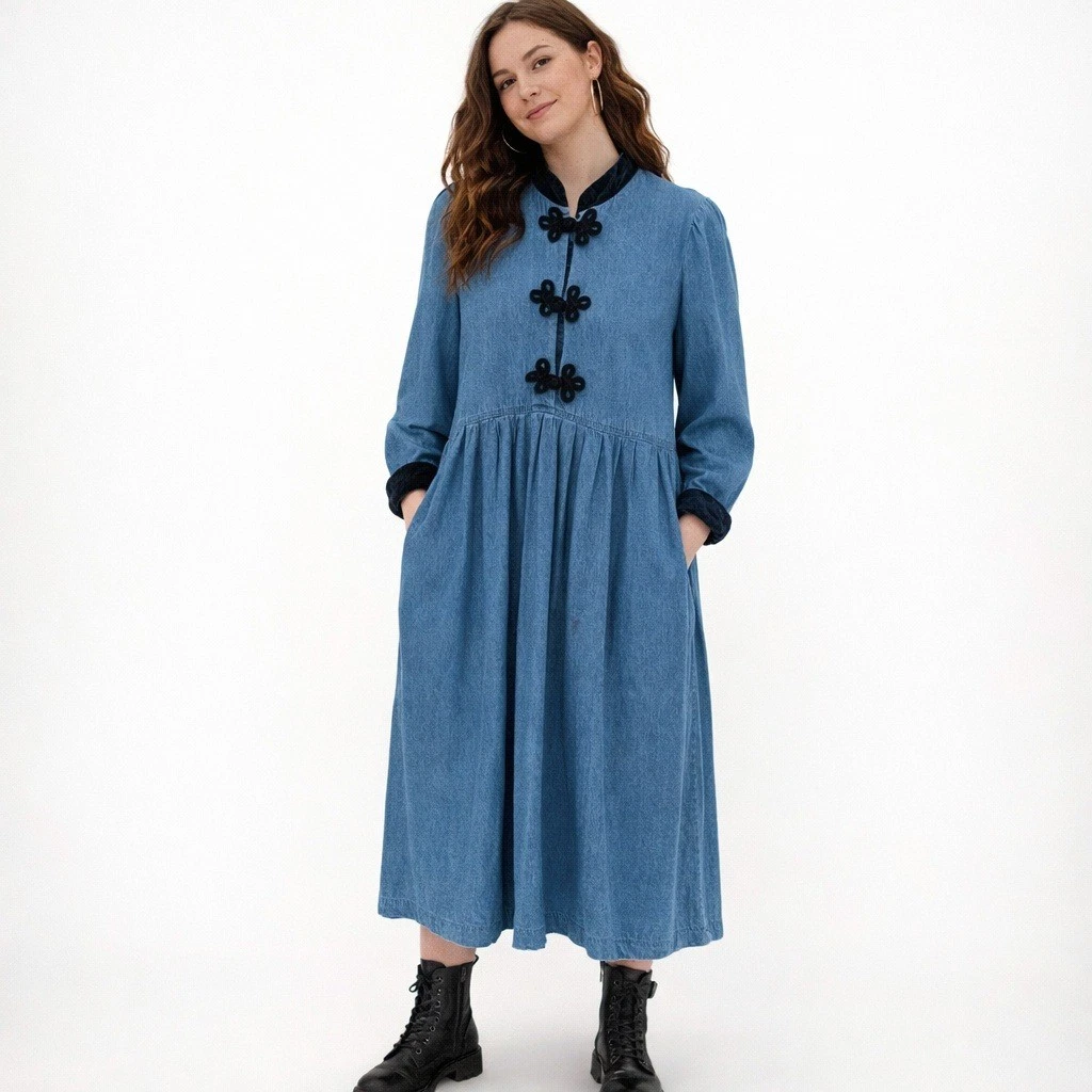 Denim Maxi Vintage Dresses for Women for sale | eBay