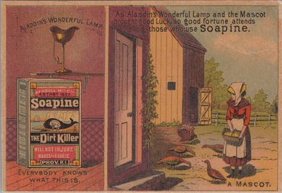 #ad #ad Soapine Aladdins Lamp Mascot Woman Feeding Quail Yard Dirt Killer Soap FQV1 $15.99