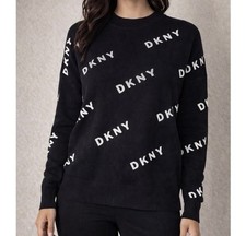 DKNY Donna Karen New York all over logo sweater black/white women's SZ SM