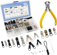 252Pcs Zipper Repair Kit Replacement Zippers Sliders Universal Zippers Fix Repai