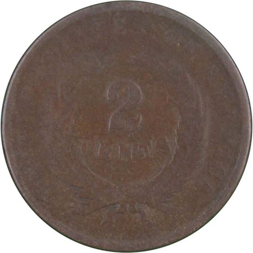 1867 Two Cent Piece AG About Good Bronze 2c US Type Coin Collectible - Picture 2 of 2