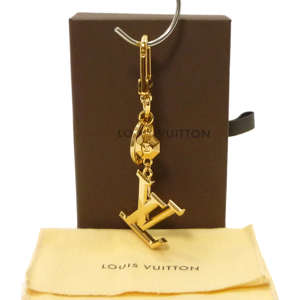 Authentic LOUIS VUITTON LV Facettes Key Holder Bag Charm M65216 Gold 1100277