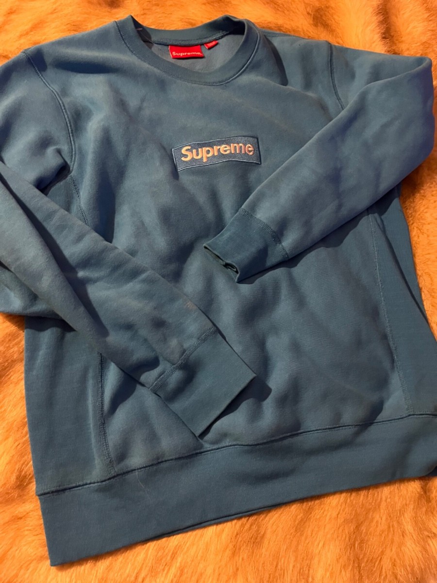 SUPREME BOX LOGO CREWNECK SWEATSHIRT BRIGHT ROYAL FW18 Men Sz L