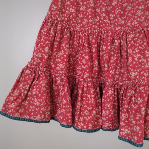 MIni Boden Kids Pink Tiered Floral Corduroy Pull On Skirt Size 7-8 - Picture 3 of 13