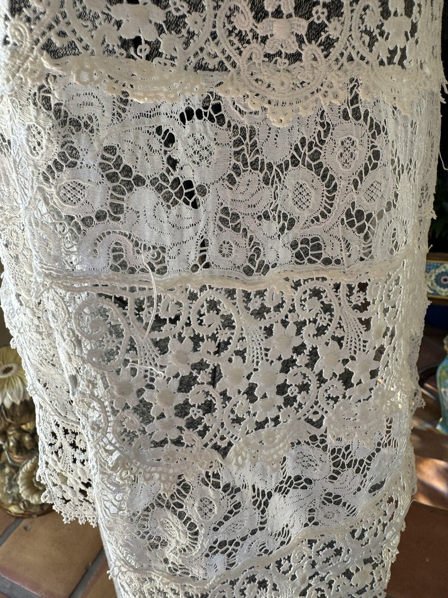 Vintage Edwardian Handmade White Lace Capelet Shrug Shawl | eBay