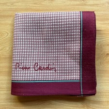VINTAGE HANDKERCHIEF MEN'S ART RED HOUNDSTOOTH POCKET SQUARE COTTON 18" A1058