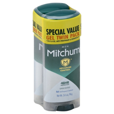 Mitchum Anti-Perspirant & Deodorant, Clear Gel, Unscented, 3.4 oz (96 g) 2 Pack