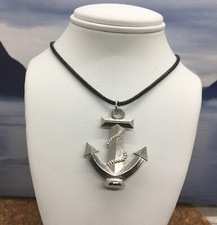 20" Waxed Cord Handmade Pendant Navy Nautical Anchor Necklace New Free Ship 4086