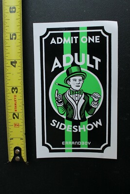 Sideshow Sticker Active Errandboy Adult Sideshow Freak Show Circus Ticket Boy Rare ...