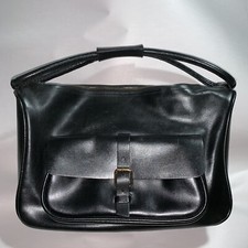 Pre-loved Authentic Miu Miu Black Leather Flap Pocket Zip Top Shoulderbag $2200