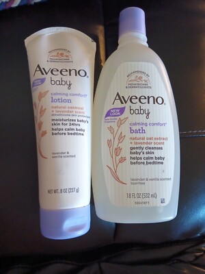 Aveeno Baby Calming Comfort Bath Wash 18 oz & Lotion Duo | eBay