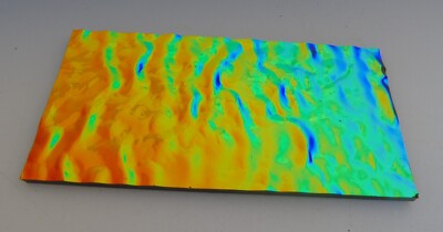 CBS Dichroic Glass coe 90 Rainbow 1 Granite on Black 2x4