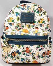 LOUNGEFLY Disney LION KING TATTOO mini Backpack Simba Nala Timon Pumba AOP NEW