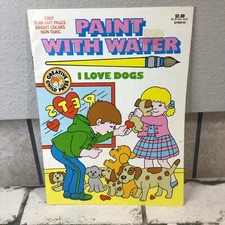 Kids Activity Book PAINT WITH WATER I Love Dogs Creative Press Vintage 80's