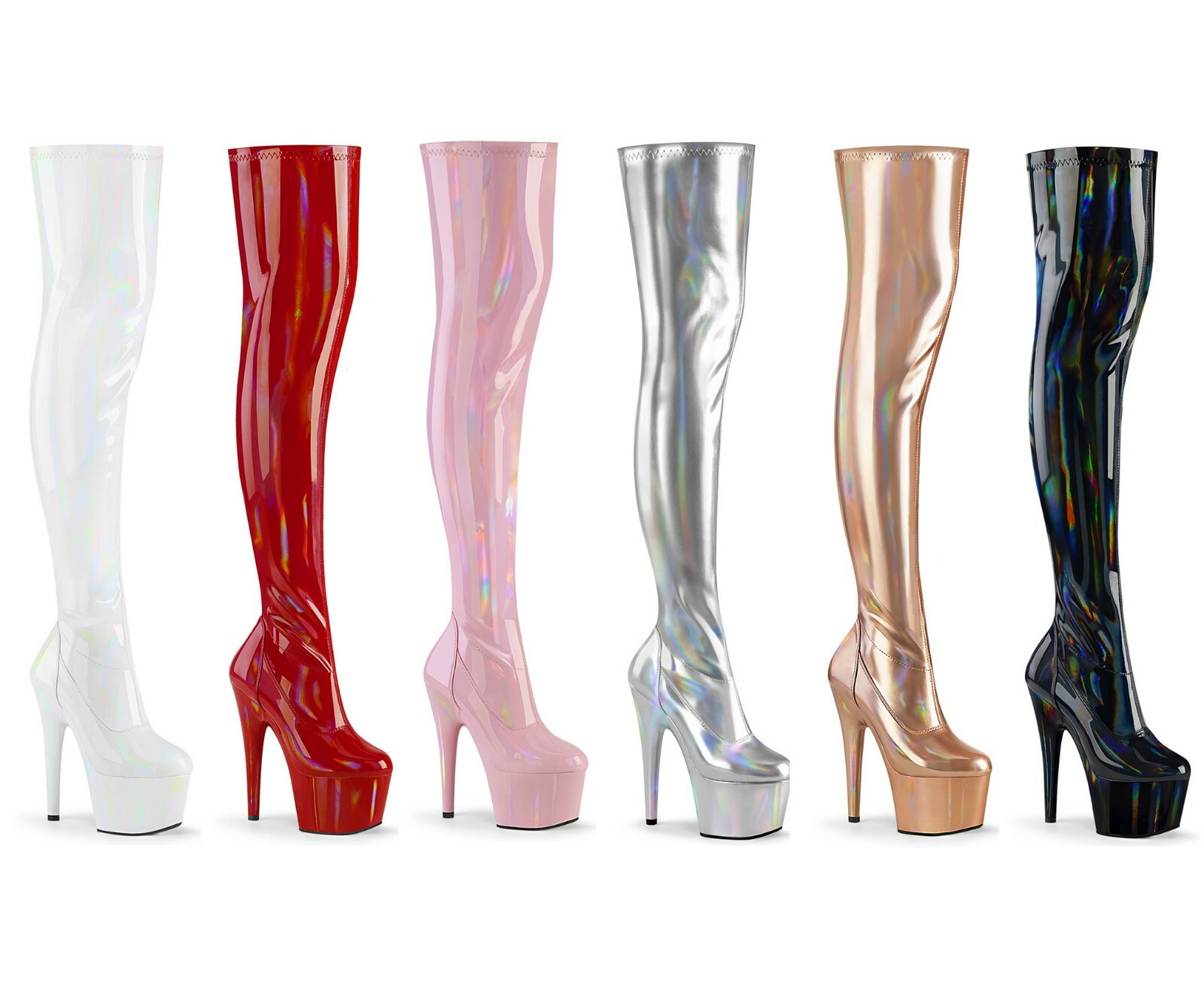 black stretch lycra thigh high boots