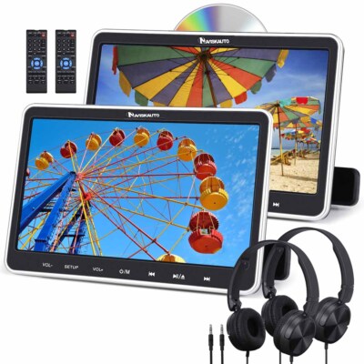 2X10.1'' Auto Monitor TV KFZ Kopfstütze DVD Player HDMI USB Für Kinder+Kopfhörer