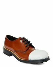 PRADA Brown & White Cap Toe Leather Oxfords 9 US 10 $1200 value