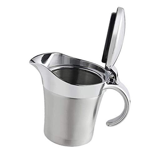 Double Insulated Gravy Boat - Stainless Steel Sauce Jug with Hinged Lid Hinge...