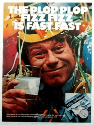 1977 ALKA-SELTZER The Plop Plop Fizz Fizz Is Fast Fast Magazine Ad