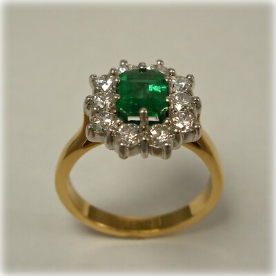 1.50 Ct Natural Emerald Cut Emerald & Diamond Engagement Ring 14k Yellow Gold