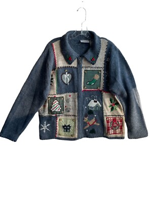 Basic Editions Country Primitive Christmas Sweater Vintage Ramie Rabbit Material