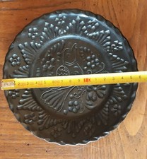 Korond piatto decorato a mano nero da appendere firmato dietro handmade Romania 