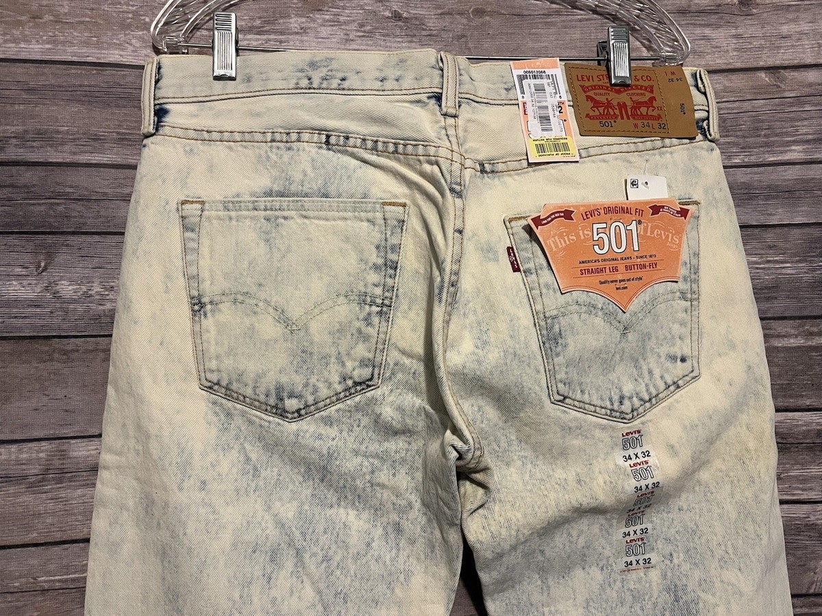 Levi Strauss 501 Original Straight Fit Jeans Men's W34 L32 Blue