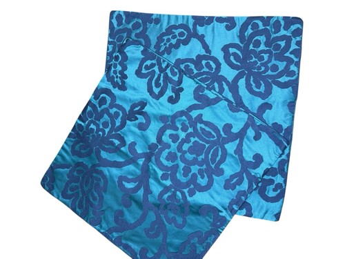 Turquoise Teal Blue Floral Throw Accent pillow Cover Case Set Of 2 Pop Of Color - Picture 10 of 12