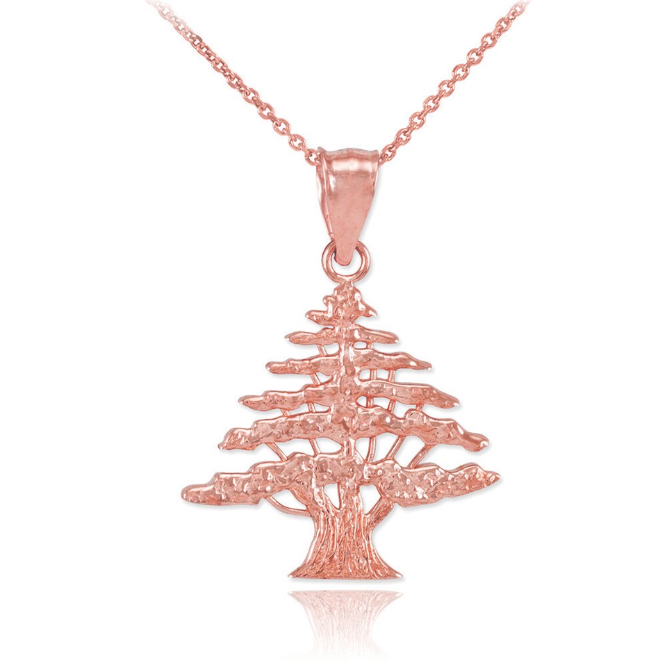 Gold Cedar Tree of Lebanon Charm Pendant Necklace eBay