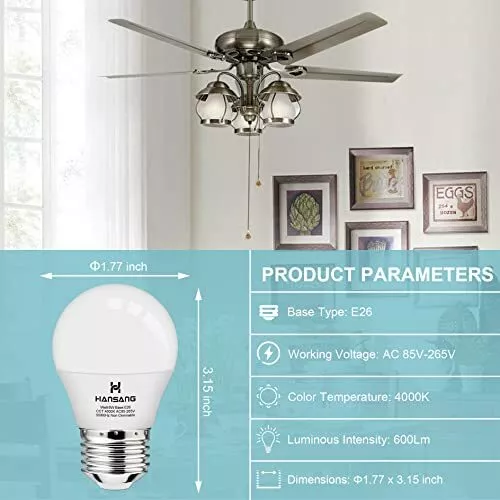 E26 Led Bulb For Ceiling Fan A15 Small Light Bulb 4000k Natural