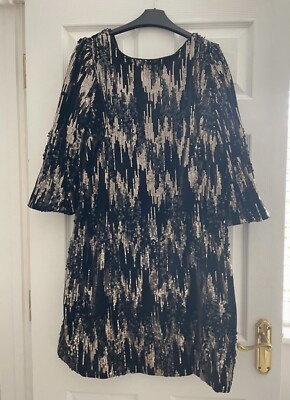 Wallis Curve Sequin Shift Dress Uk Size 20 Christmas Party Wedding