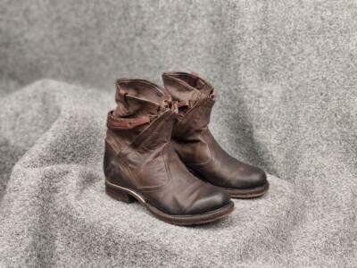 Airstep 98 Design Zipper Brown Leather Ankle Women Boots