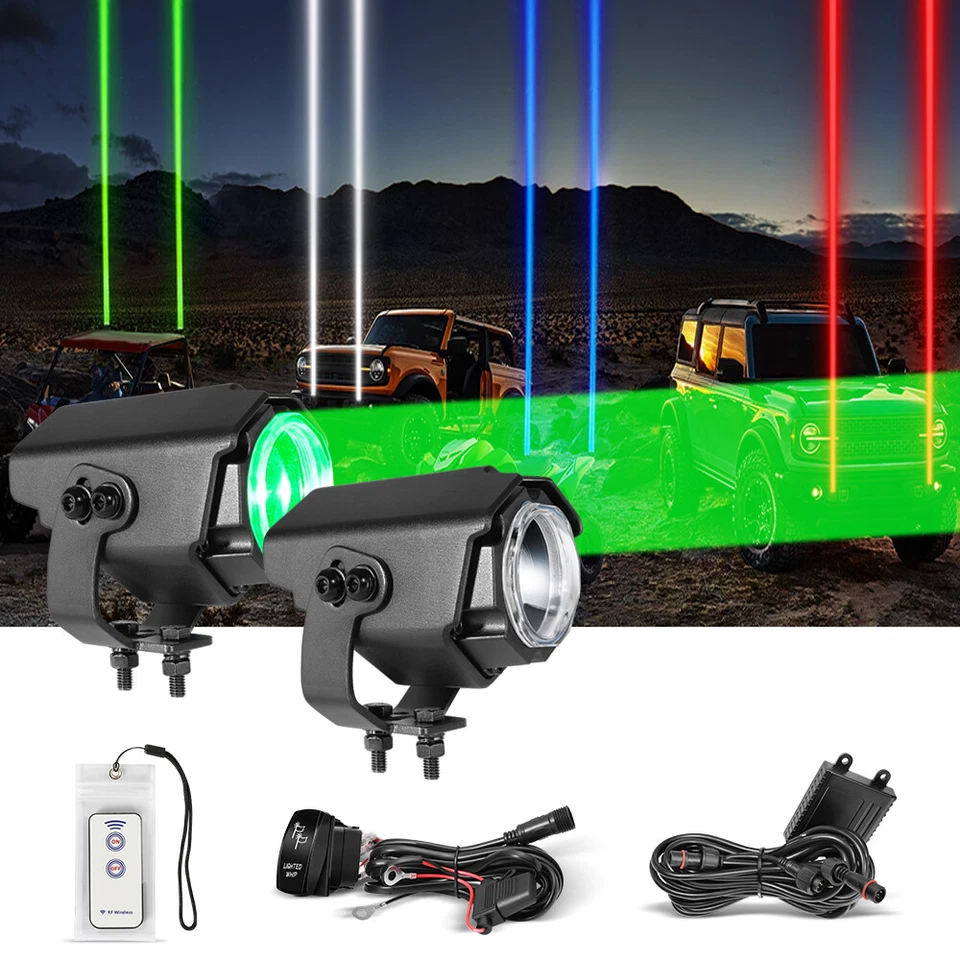 Para Can-Am Maverick X3 Max UTV RGB Láser LED Látigo Luces Antena Sin Látigo Control Remoto Foto 2 de 4