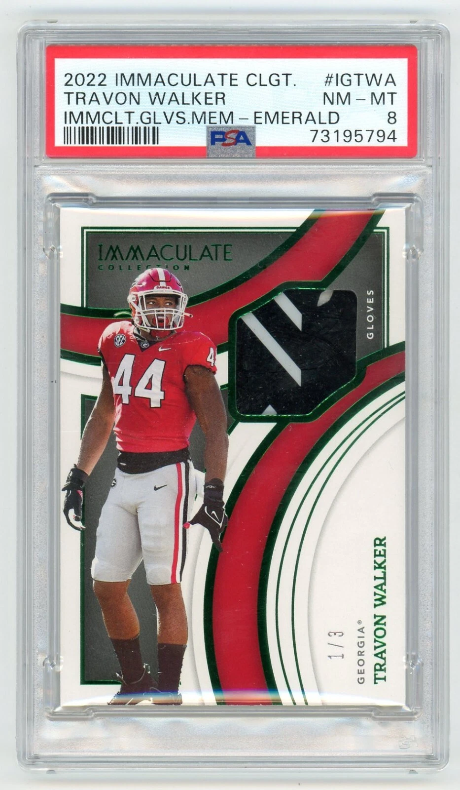 Travon Walker Panini Immaculate Collection Collegiate Immaculate Gloves Memorabilia #IGTWA Emerald