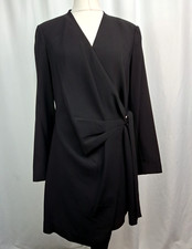 Mango Front Wrap Mini Dress Black Long Sleeved Women's UK14 NWT C4173