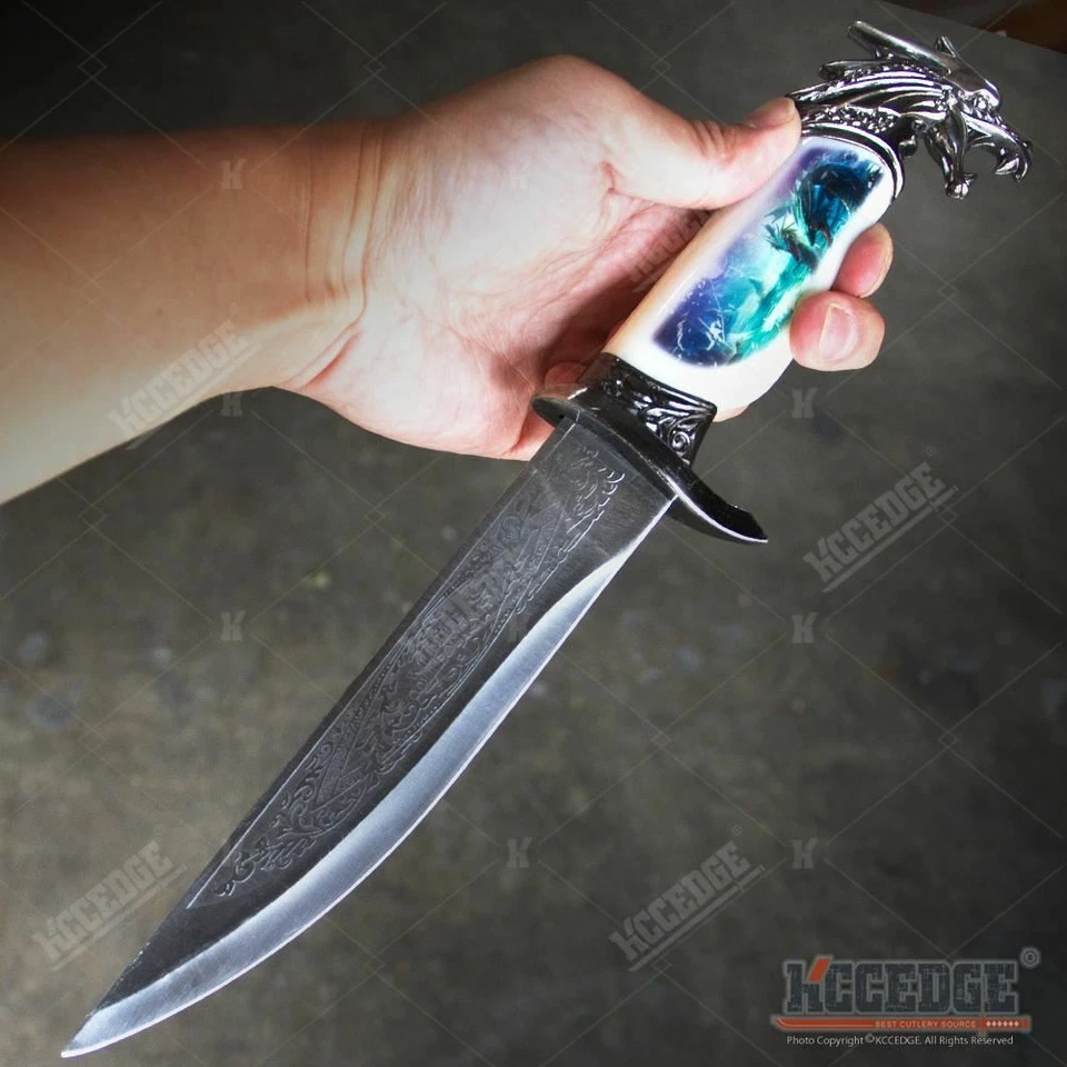 13" COLLECTOR'S HUNTSMAN COLLECTIBLE DAGGER Animal Head Pommel Fixed Blade - Image 3 of 4