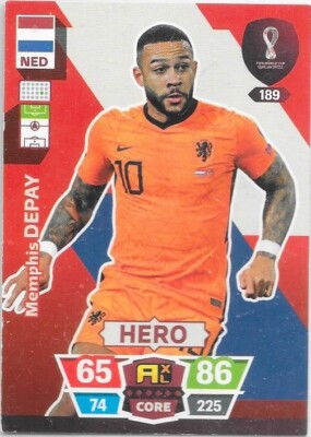 Carte adrenalyn panini Qatar 2022 Pays Bas Memphis Depay