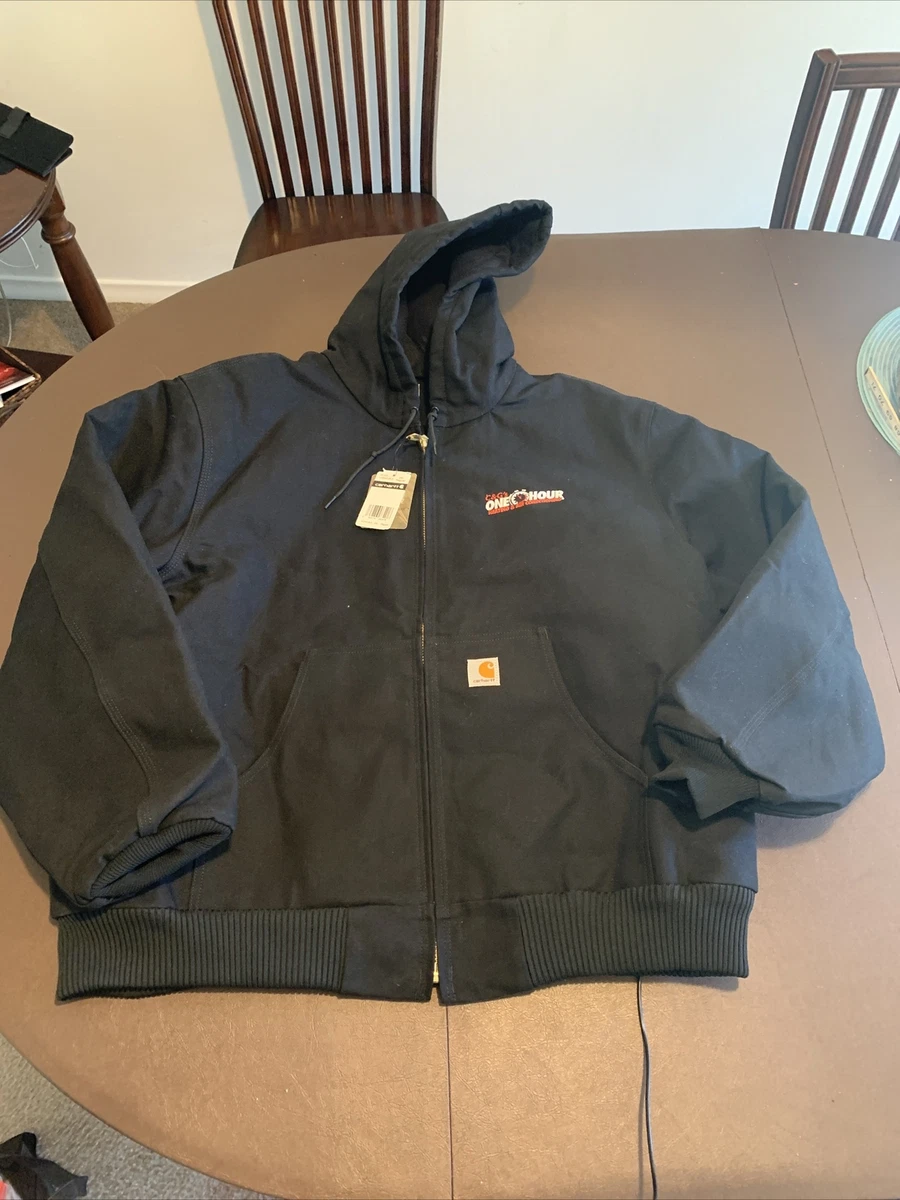 NWT Carhartt RN# 14806 Black DEARBORN Jacket W/Hood SIZE 2XL Personalized