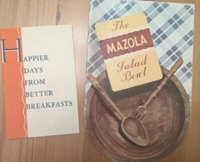 Two Vintage Recipe Booklets 1939 "Mazola Salad Bowl" & 1930 "Better Breakfasts"