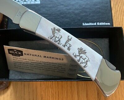 RARE BUCK 110 CUSTOM STAG & SCENE KNIFE NEVER USED IN BOX RARE BUCK 110 CUSTOM STAG & SCENE KNIFE NEVER USED IN BOX