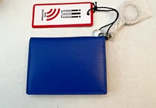 Ili New York Leather Key Ring Flap Card Case In Cobalt with RFID Blocking, NWT